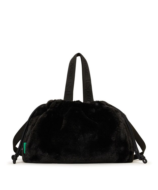 LeSportsac FUR DRAWSTRING TOTE/ブラックフラッフィーファー ブラックフラッフィーファー