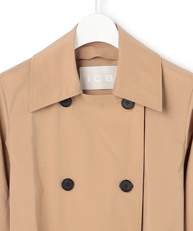 ICB 【2WAY仕様】メモリーストレッチタフタ トレンチコート アプリコットベージュ