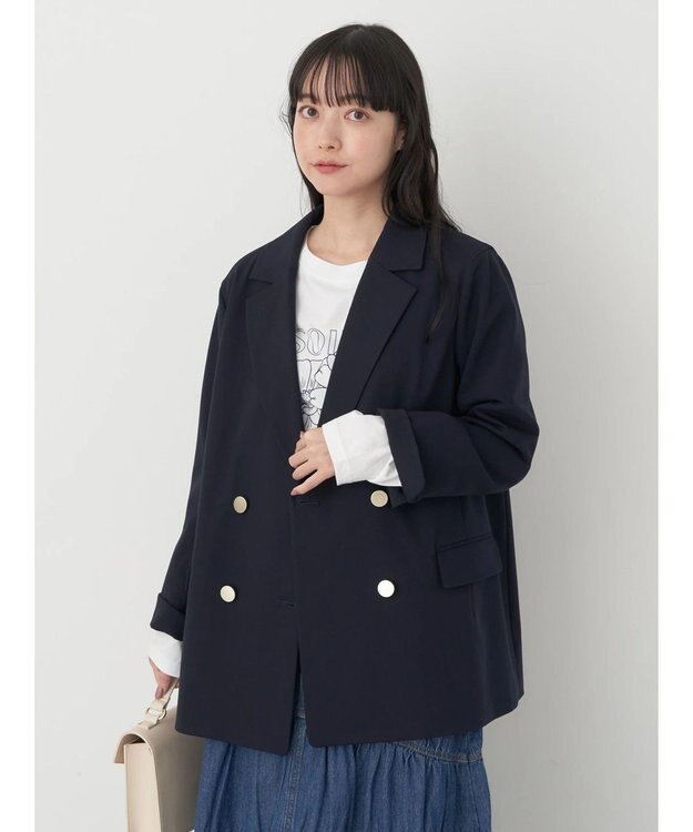 earth music&ecology ダブルテーラードジャケット Navy