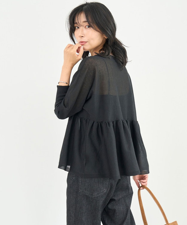 【WEB限定・洗える】シンセティックヤーンスムース ペプラムニット green label relaxing（グリーンレーベルリラクシング）の