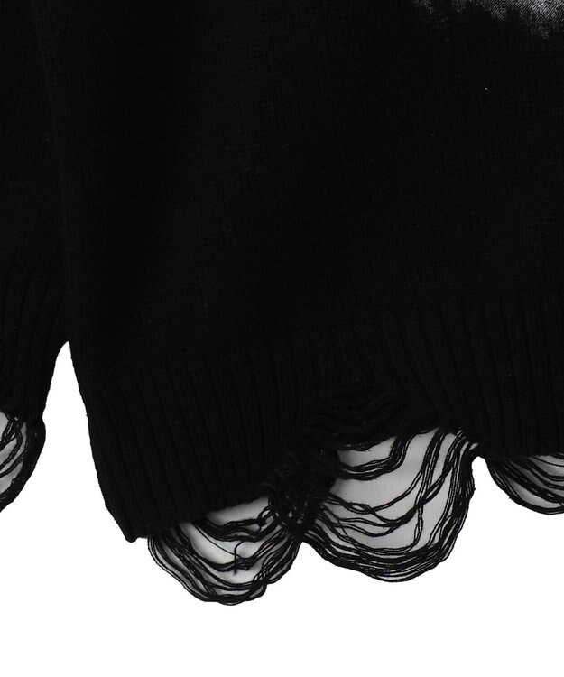 WEGO クラッシュBIGプリントニットプルオーバー ブラック