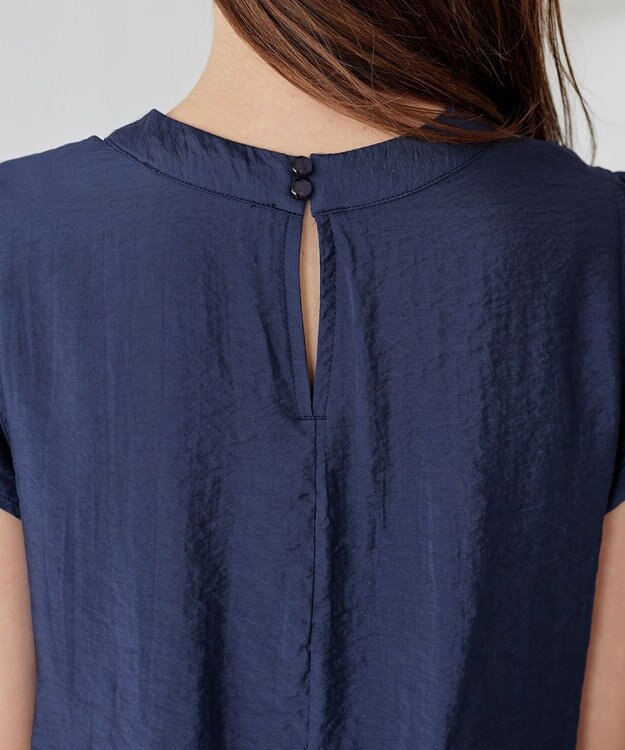 Tiaclasse 【洗える】フリル袖ワンピース ブルー