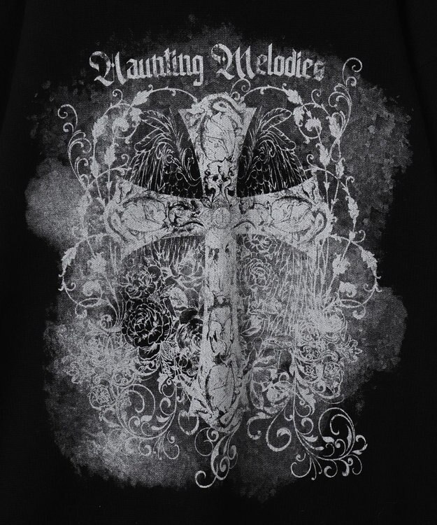 WEGO クラッシュBIGプリントニットプルオーバー ブラック