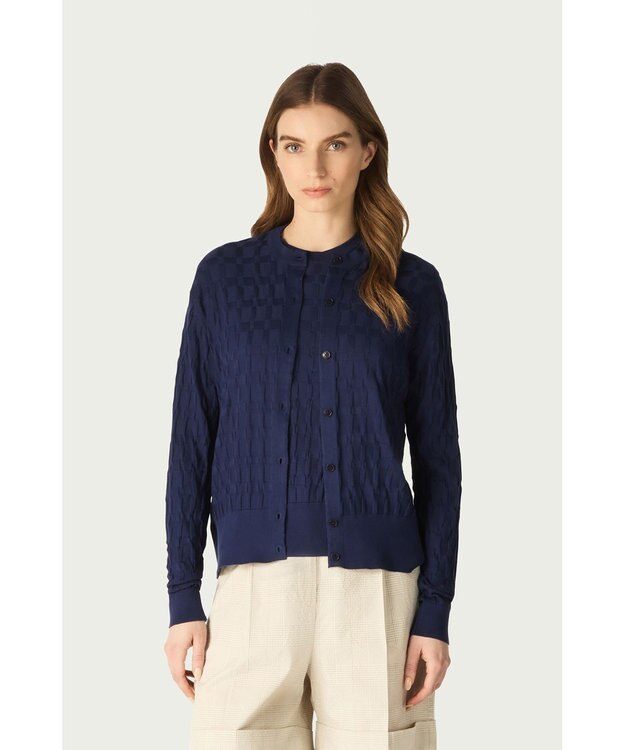 DAKS John Smedley for DAKS ハウスチェックカーディガン ネイビー