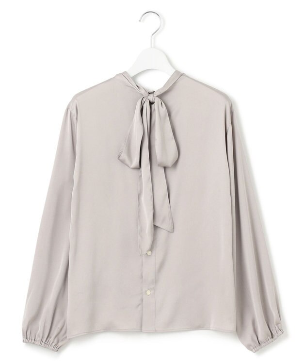J.PRESS YORK STREET 【WOMEN】ボウタイブラウス ライトグレー系