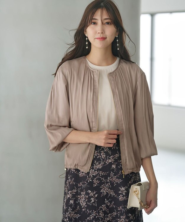 接触冷感・速乾・UVカット】ツヤテロギャザー ブルゾン / ANY