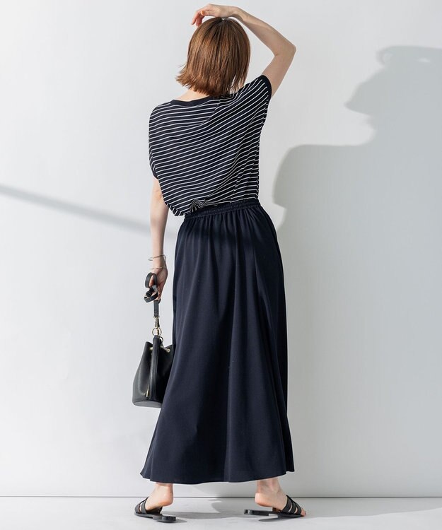 23区 【洗える】ライトピケジャージー フレアスカート ネイビー系