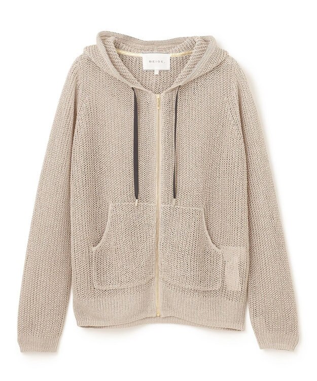 BEIGE， OPTICAL / ニットパーカー Flax