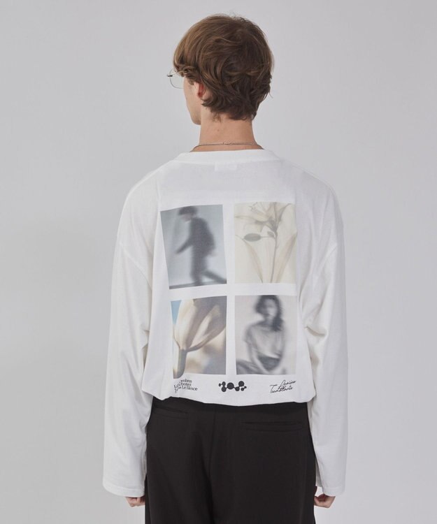 WEGO 【２点セット/ユニセックス着用ITEM】アクセ付きフォトコラージュT（LS） オフホワイト