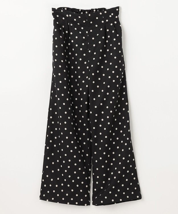 ANY KIDS 麻ライク ドット柄 ガウチョ ブラックドット