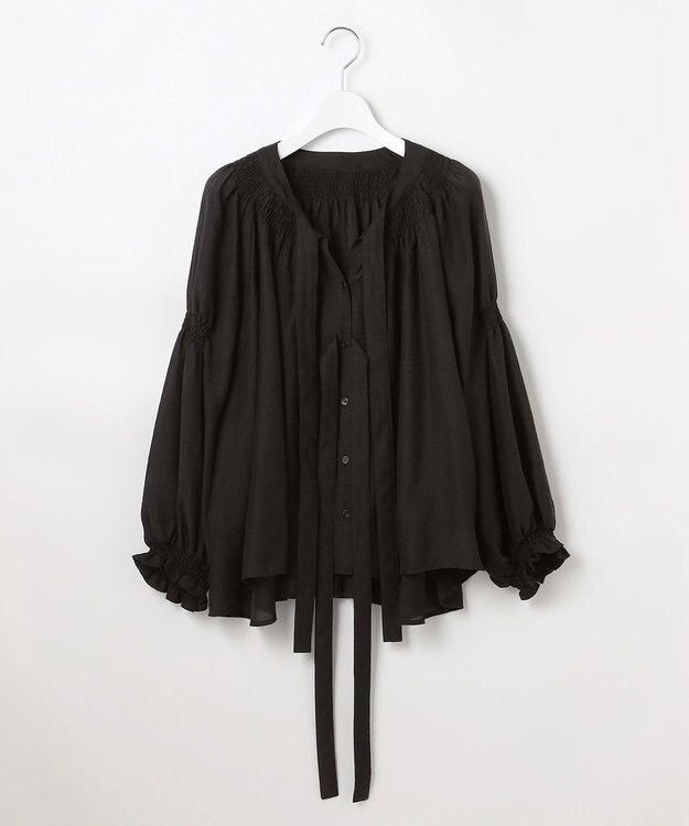 Feroux ダブルリボンシアー ブラウス ブラック系