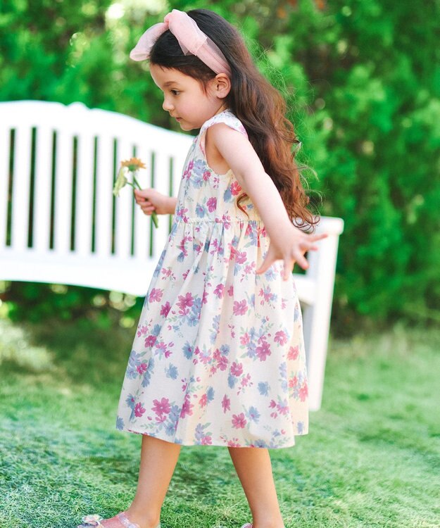 ANY KIDS 【綿100%/接触冷感】ひんやり サマーワンピース サックスブルー×ストライプ