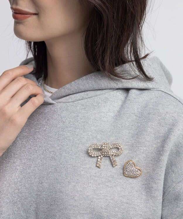 組曲 【WEB限定】シャイニーラメ パーカー シルバー系