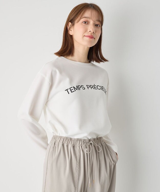 ANY ジョーゼットロゴプリントTシャツ オフ