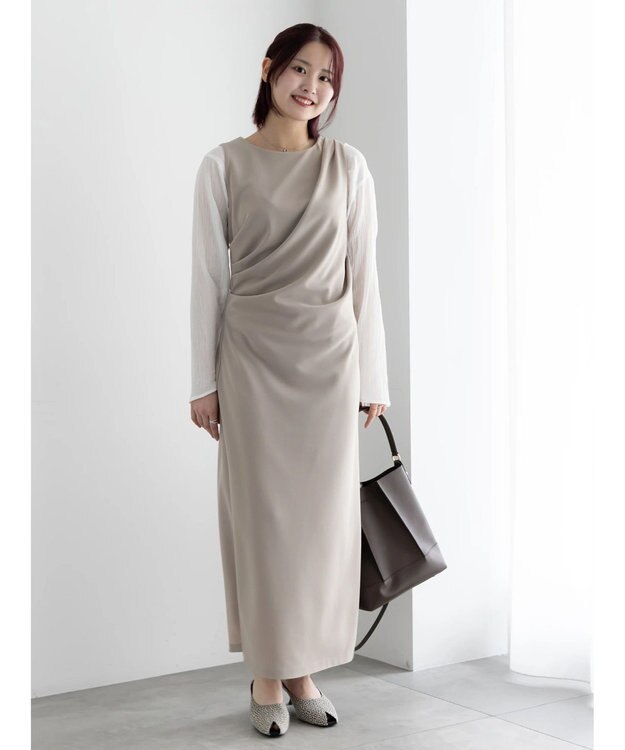 Te chichi ドレープ I ラインワンピース【AOYAMA FASHION ASSOCIATION × Te chichi】 グレー
