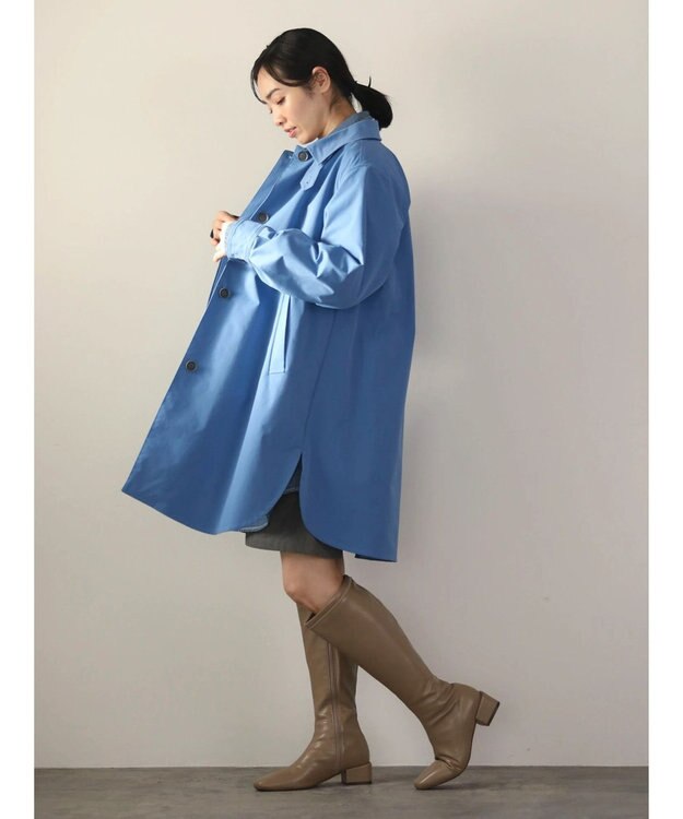 Green Parks 撥水加工　ケア楽ステンカラーミドル丈コート Blue