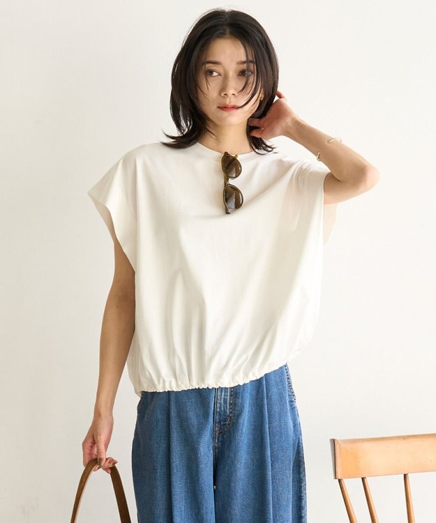 UNFILO L フレンチスリーブ ドロストTシャツ オフ