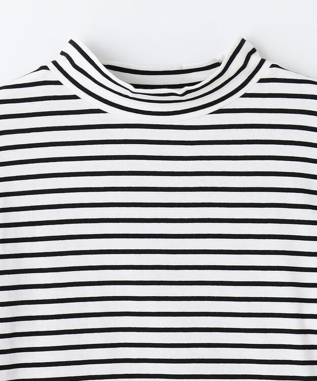 ANY モックネックプルオーバー ボーダー