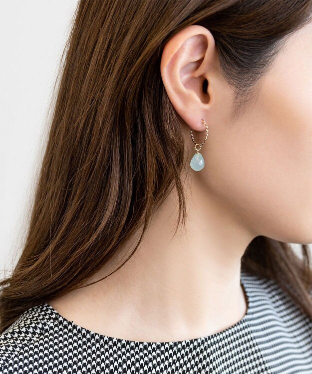 TOCCA 【WEB限定】LEGAME PIERCED EARRINGS L K10 天然石 ピアス L シーブルーカルセドニー