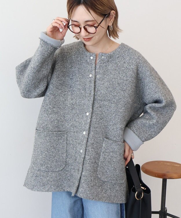 AMERICAN HOLIC Wフェイスラグランニットコーディガン Gray Mixture