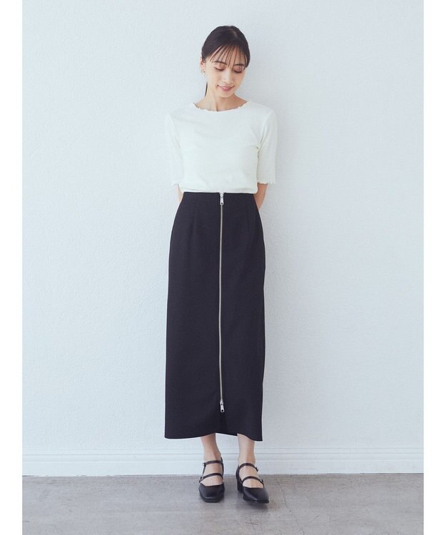 earth music&ecology Ｚｉｐスカート Black