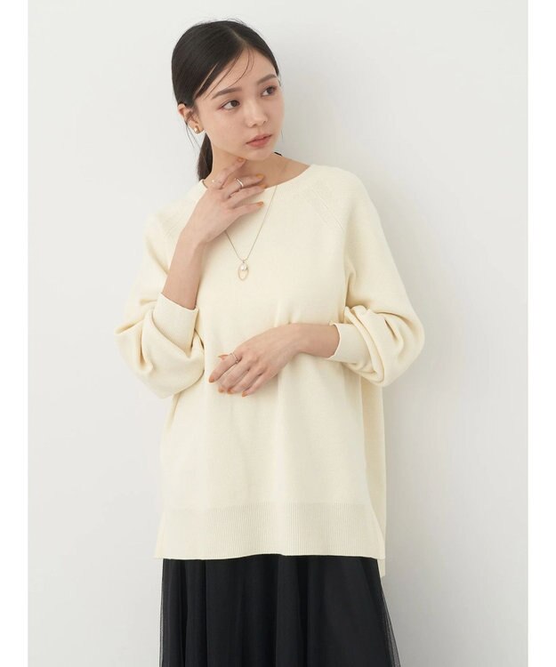 earth music&ecology サイドスリットルーズチュニック Ivory