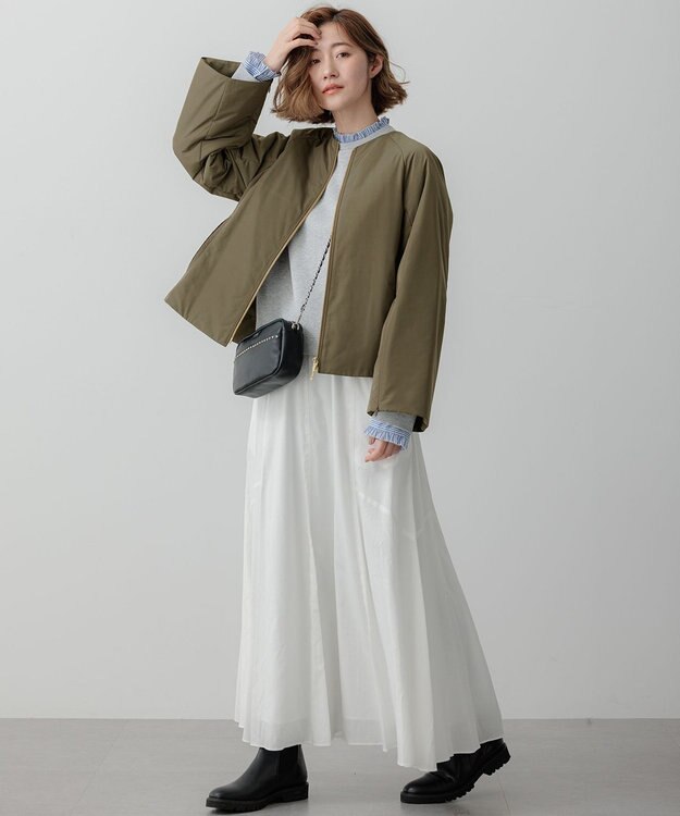 23区 S 【23区×Oggiコラボ /撥水加工】中綿 パディングタフタ ジャケット カーキ系