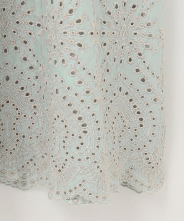 自由区 S 【カタログ掲載・洗える】エンブロイダリーローン ワンピース アクア×ベージュ