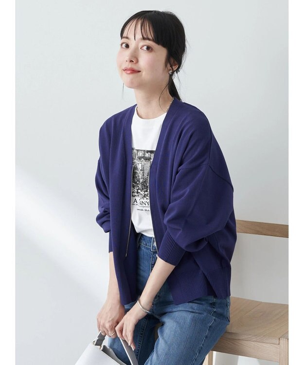 earth music&ecology ＶネックＺＩＰカーディガン Blue