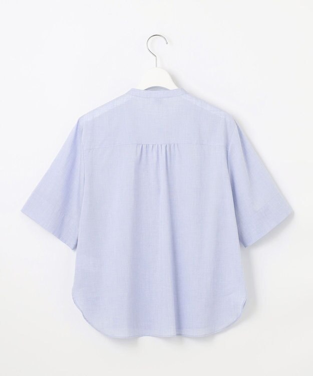 J.PRESS LADIES L 【洗える】ラミーポプリン ティアード ブラウス サックス系