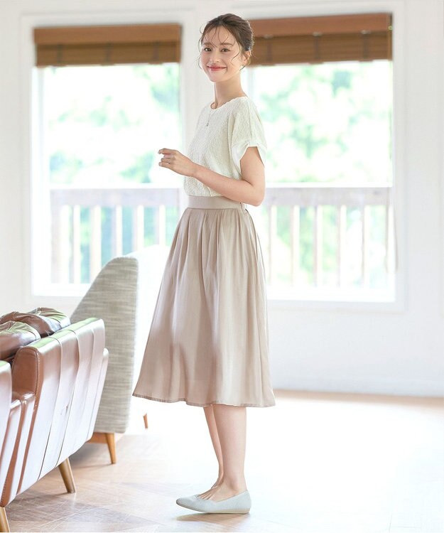 Tiaclasse 【洗える】ふくれジャカードカフス付きカットソー オフホワイト