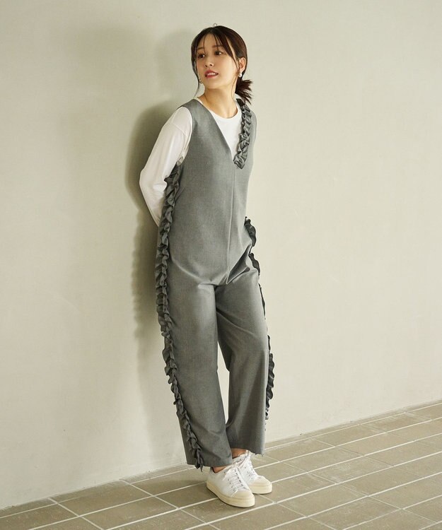 #Newans 【洗濯機可能/ストレッチ】ホイップクリームオールインワン グレー