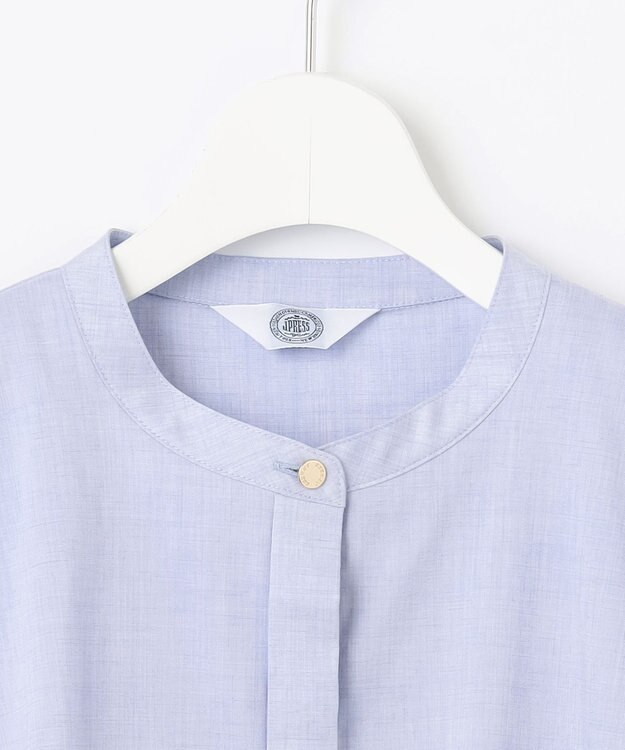 J.PRESS LADIES L 【洗える】ラミーポプリン ティアード ブラウス サックス系