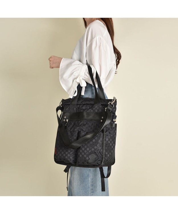 Y'SACCS 【PEANUTSコラボ】SNOOPY（スヌーピー） Polka Dots 3WAYリュック ブラック