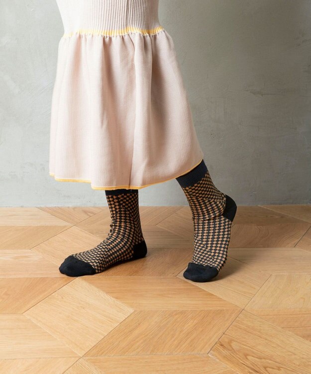 TRICOTE CHACKERD LINK SOCKS／チェッカードリンクソックス 85CAMEL