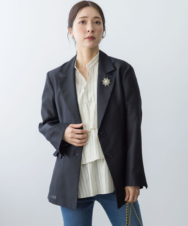 組曲 フリルディテールシアー ジャケット ブラック系