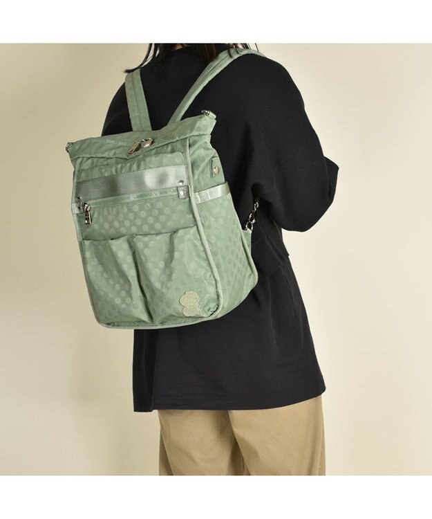 Y'SACCS 【PEANUTSコラボ】SNOOPY（スヌーピー） Polka Dots 3WAYリュック ライトグリーン