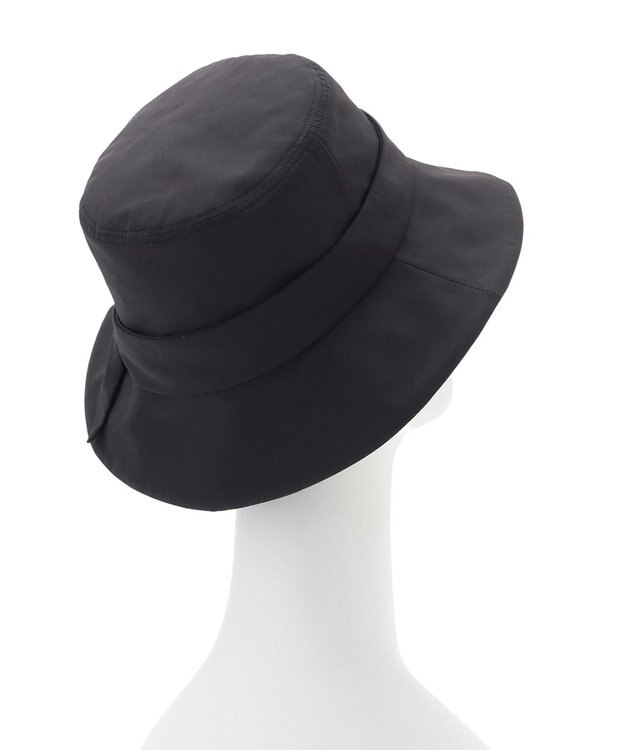 MOONBAT 【遮光100％・遮熱】FURLA(フルラ)リボン巻きダウン ハット 帽子 ロゴチャーム サイズ調整 撥水性 ブラック