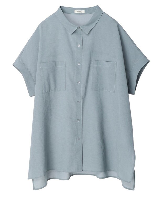 earth music&ecology 配色ステッチＢＩＧシャツ Gray