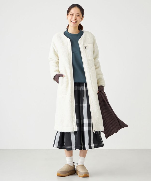 SHARE PARK LADIES メモリーチェックフレアスカート ブラック系3