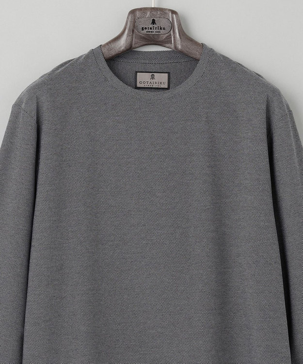 GOTAIRIKU ジャケットのインナーに最適【WEB&一部店舗限定】キレイ目 鹿の子 ビズ長袖Tシャツ ライトグレー系