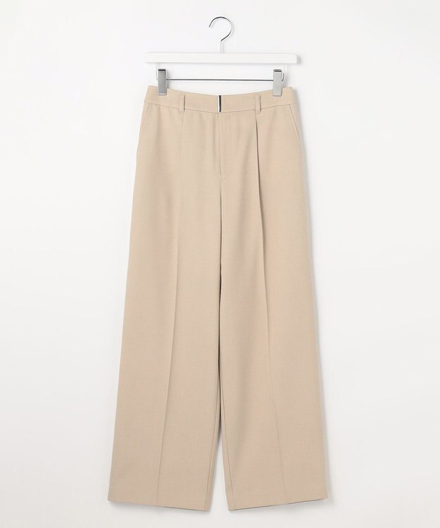 ANY SIS L 褒めらレディストレッチ ワイドパンツ ベージュシャンブレー