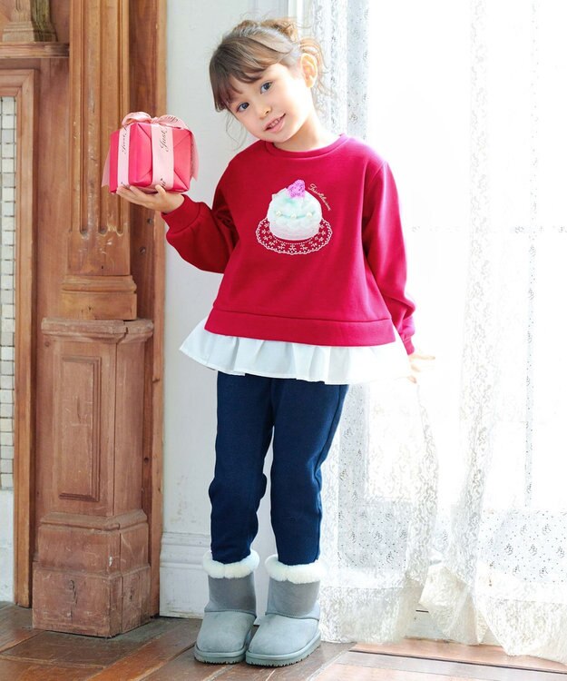 ANY KIDS フェイクムートンリボンブーツ グレー