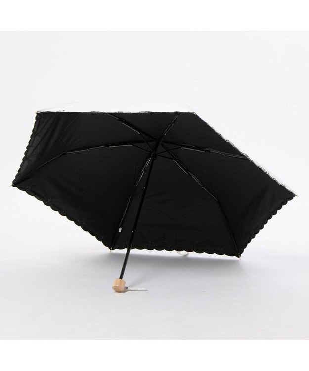 UNBILLION カシュネ cachenez /【晴雨兼用　日傘　UVカット率・遮光率100％生地使用 】PUプチフラワー刺繍ミニ折りたたみ傘 ホワイト