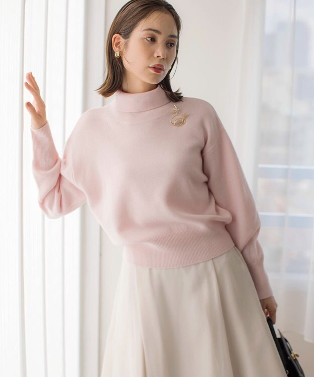 組曲 L 【2WAY・WEB限定】ウールカシミヤミックス ハイネックニット ピンク系