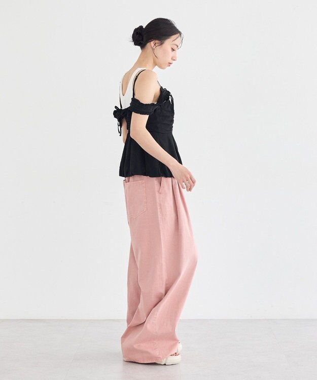 earth music&ecology イージータックワイドデニム Pink