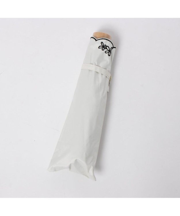 UNBILLION カシュネ cachenez /【晴雨兼用　日傘　UVカット率・遮光率100％生地使用 】PUプチフラワー刺繍ミニ折りたたみ傘 ホワイト