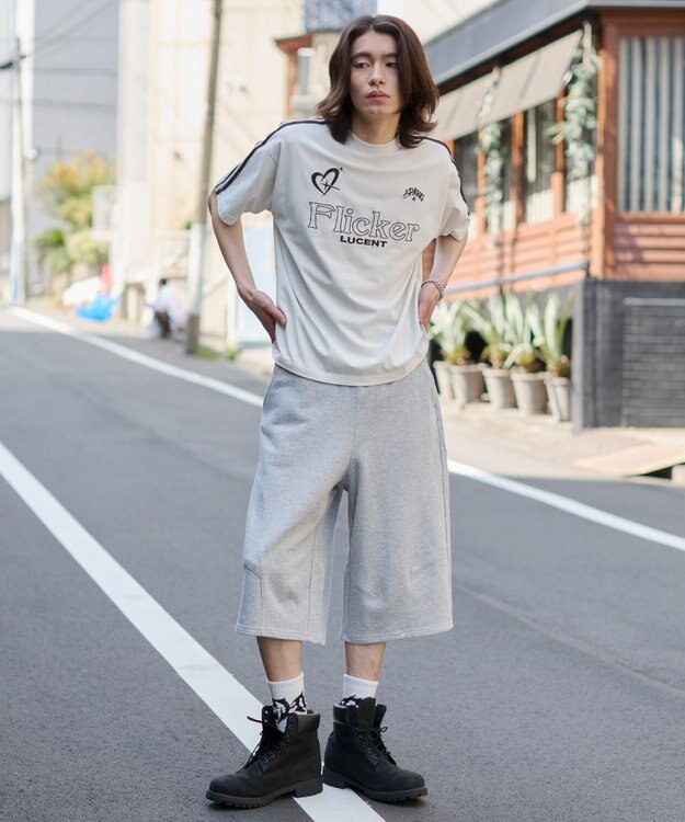 WEGO 【ウエストゴム】バルーンスウェットショーツ 杢グレー