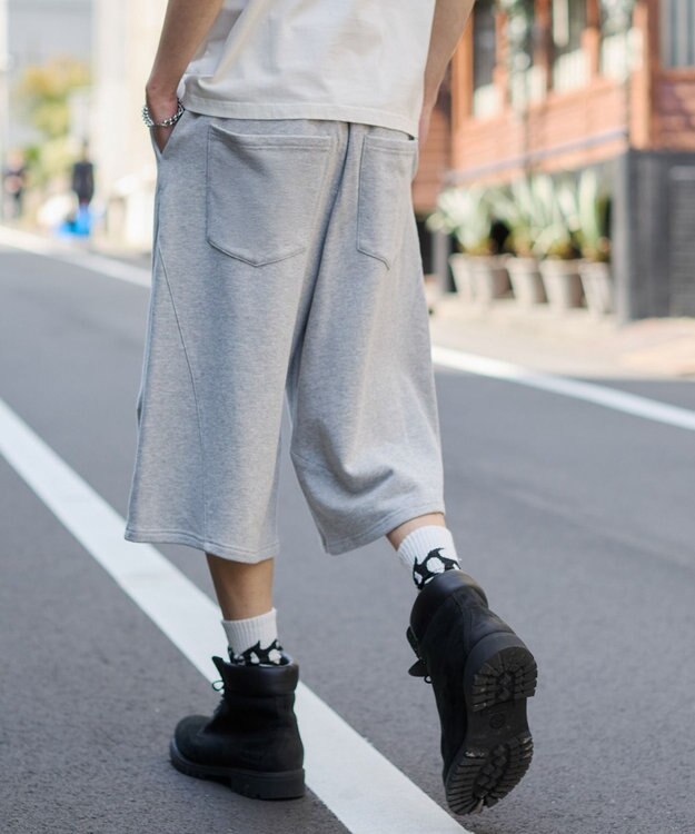 WEGO 【ウエストゴム】バルーンスウェットショーツ 杢グレー