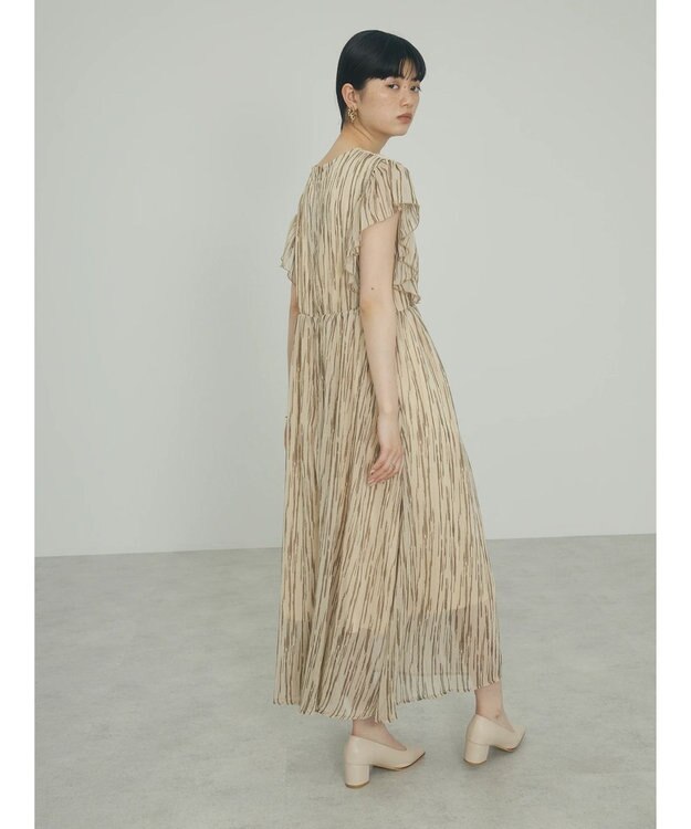 Green Parks ａ．肩フリルプリントワンピース Beige